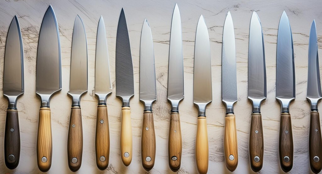 Multiple paring knives arranged on a table - bladesjournal