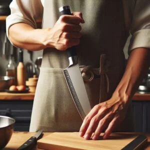 chef holding Santoku knife - bladesjoural