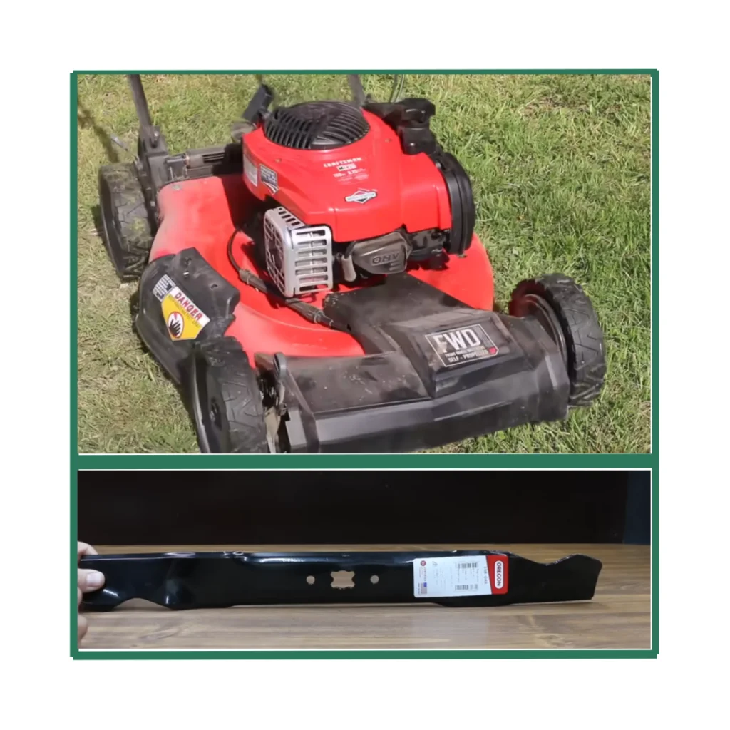 Mulching Blade with lawn mover Mulching Blade along side with lawn mover