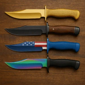 Bowie knife with different color blade and handle