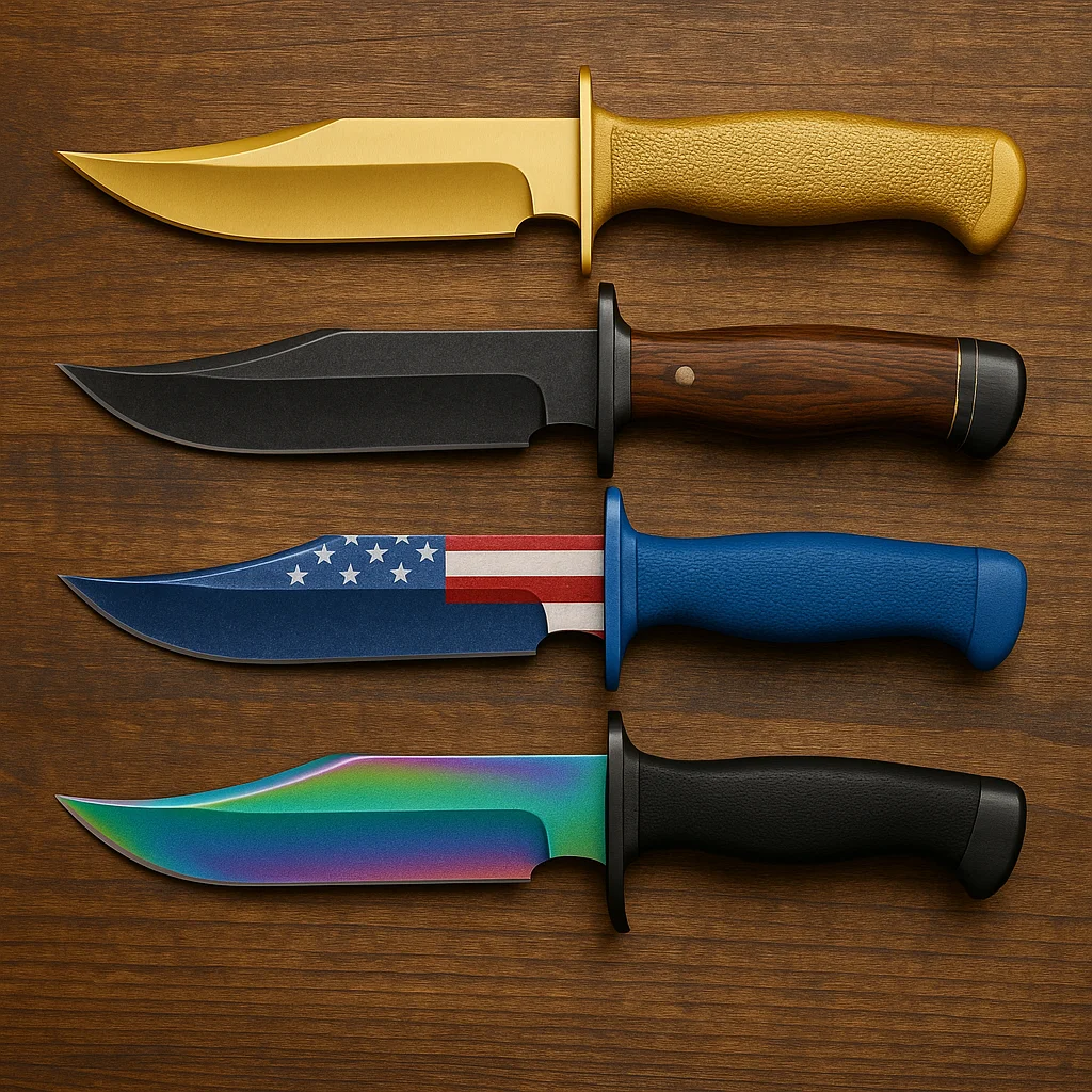 Bowie knife with different color blade and handle