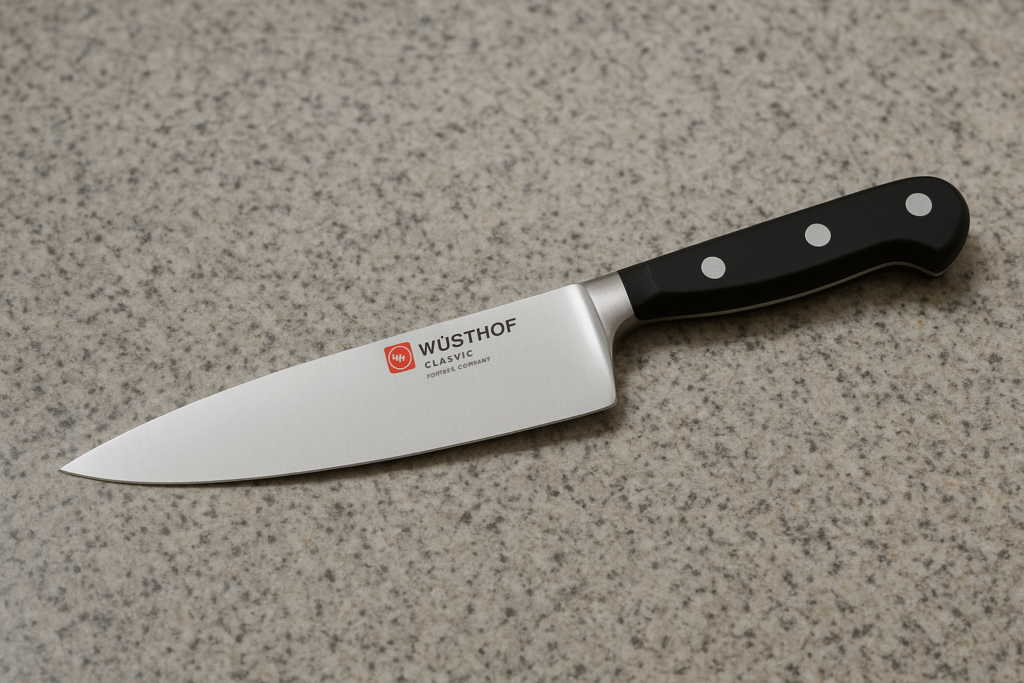 classic Wüsthof knife placed on kitchentop